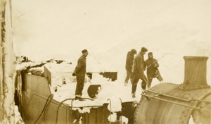 Shovelling snow into the tank of the Rotary