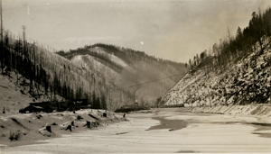 Avery looking west from suspension bridge